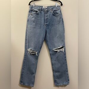 Agolde Riley High Rise Distressed Straight Leg‎ Jeans - 28